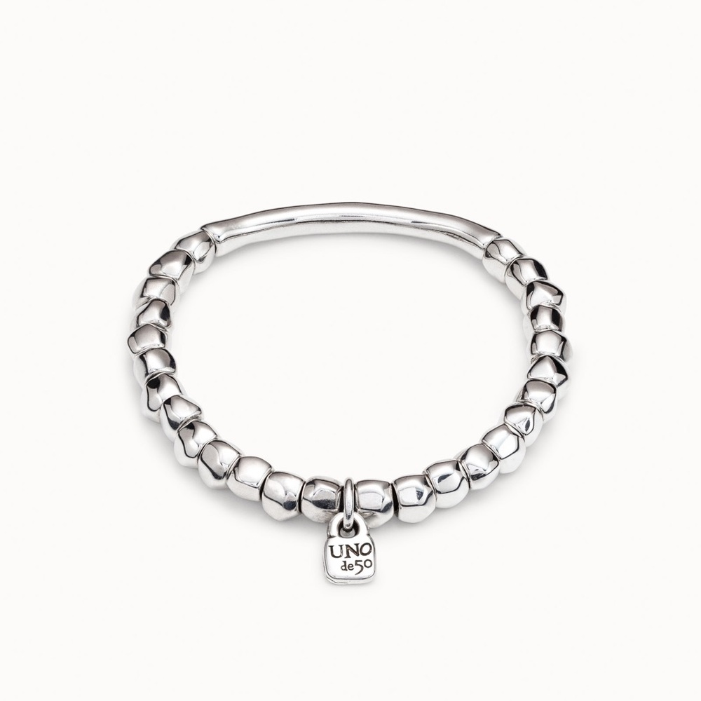 UNO de 50 Silver Beaded Bracelet with Signature Tag